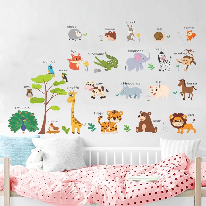 LOMILY Animals Educational Wall Decals Kids Large Nursery Daycare Playroom Wall Stickers Peel and Stick Removable Kids Wall Decors for Preschool Door Window Boy Girl Toddler Baby Room Bedroom. - Image 4